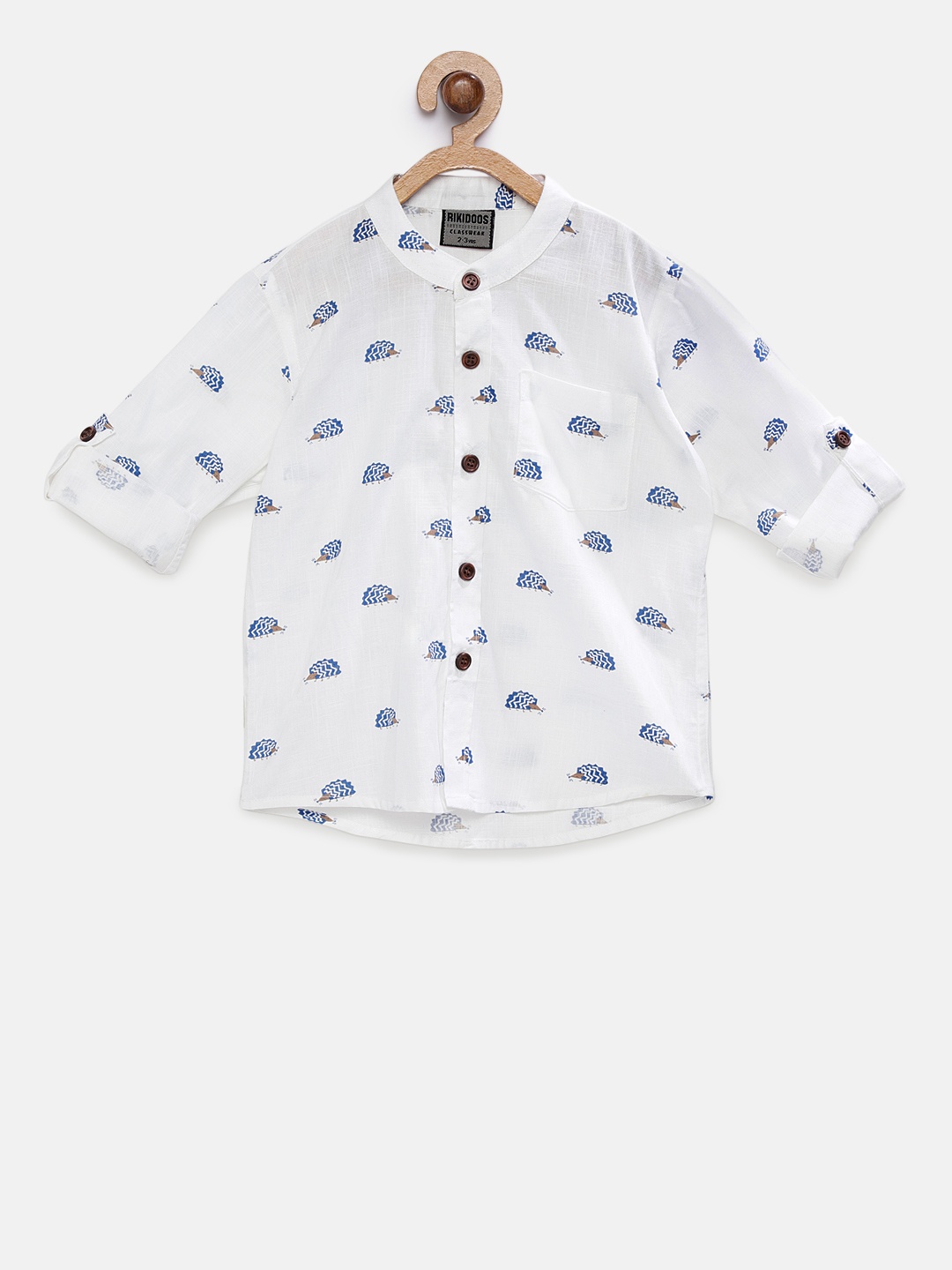 

RIKIDOOS Boys White Regular Fit Printed Casual Shirt