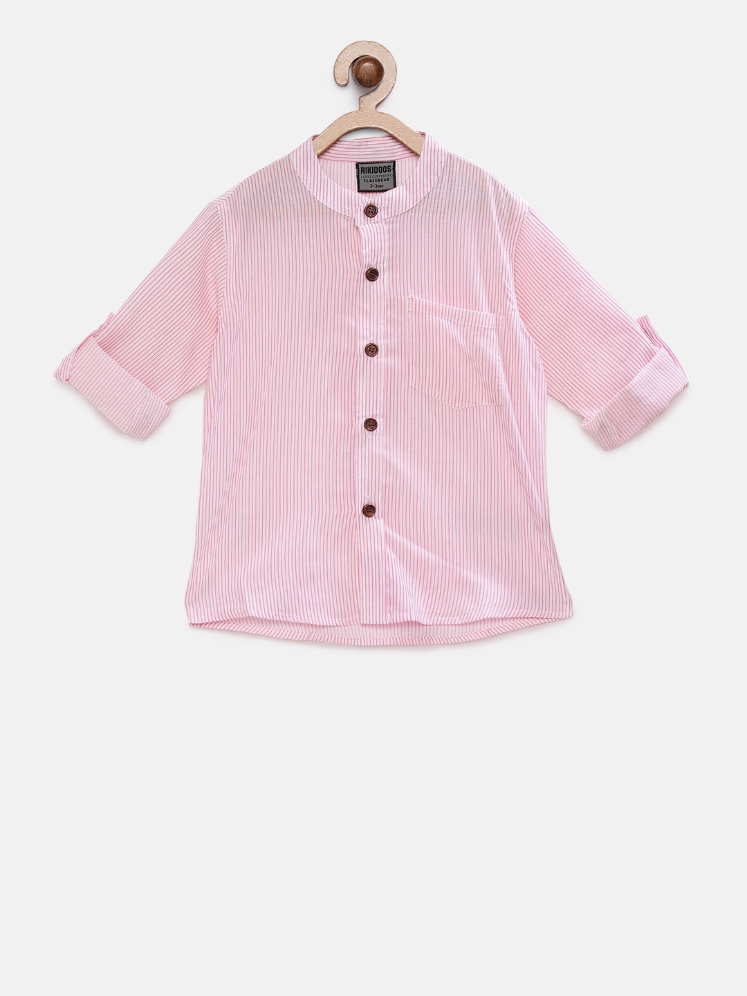 

RIKIDOOS Boys Pink Regular Fit Striped Casual Shirt