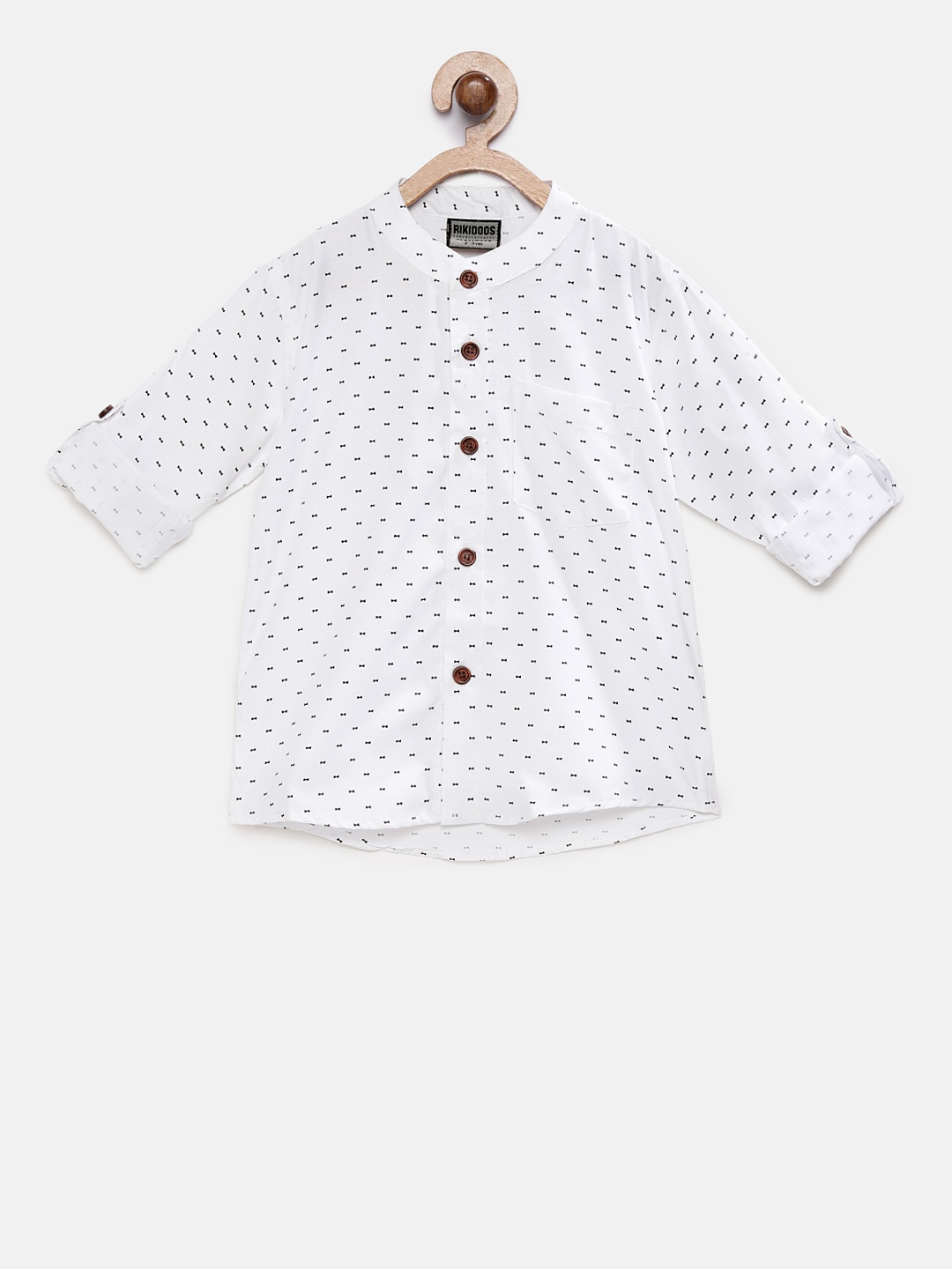 

RIKIDOOS Boys White & Black Regular Fit Printed Casual Shirt