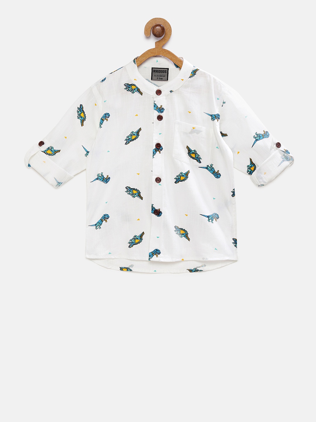 

RIKIDOOS Boys White Regular Fit Printed Casual Shirt