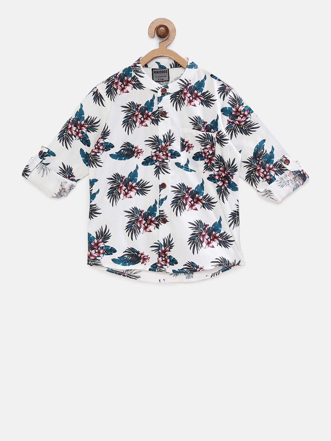 

RIKIDOOS Boys White & Green Regular Fit Printed Casual Shirt