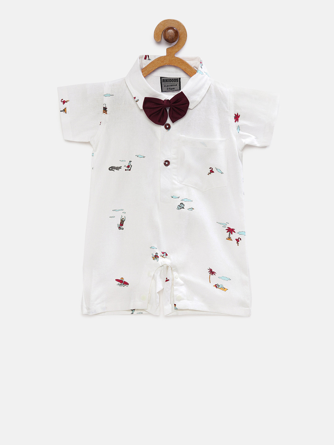 

RIKIDOOS Kids White Printed Romper