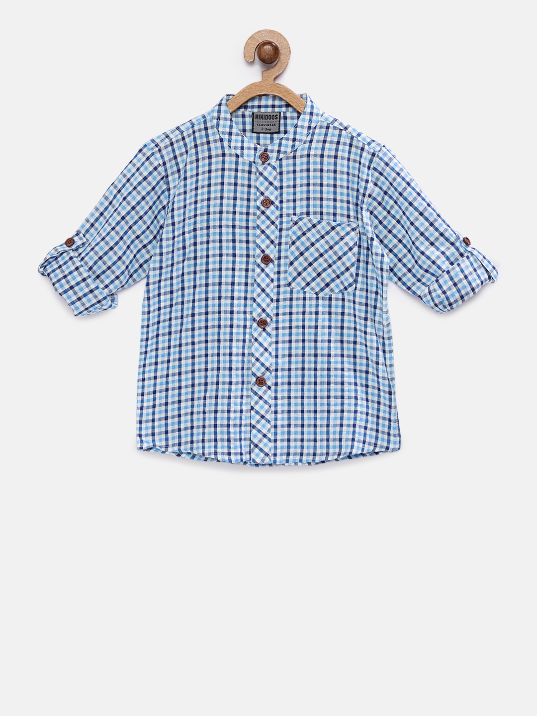 

RIKIDOOS Boys Blue Regular Fit Checked Casual Shirt