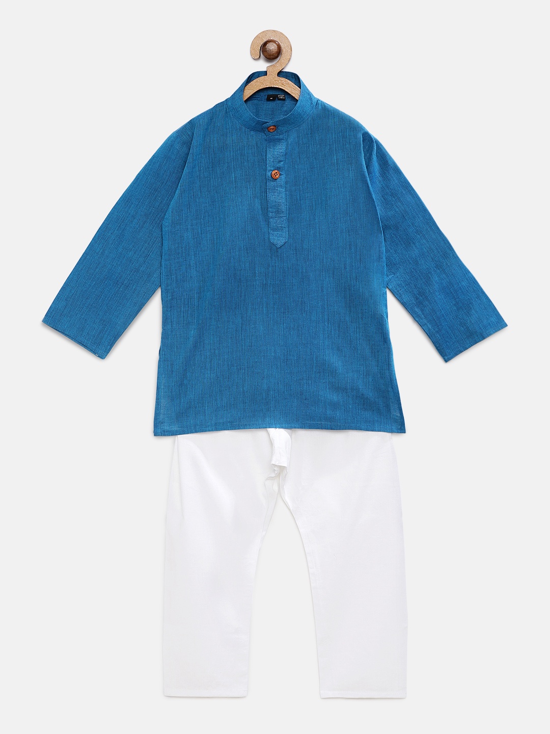 

RIKIDOOS Boys Blue & White Self Design Kurta with Pyjamas