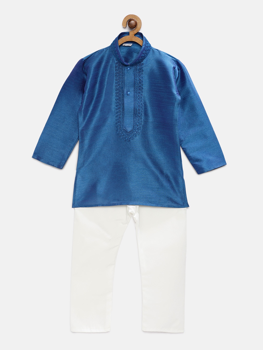 

RIKIDOOS Boys Blue & White Solid Kurta with Pyjamas