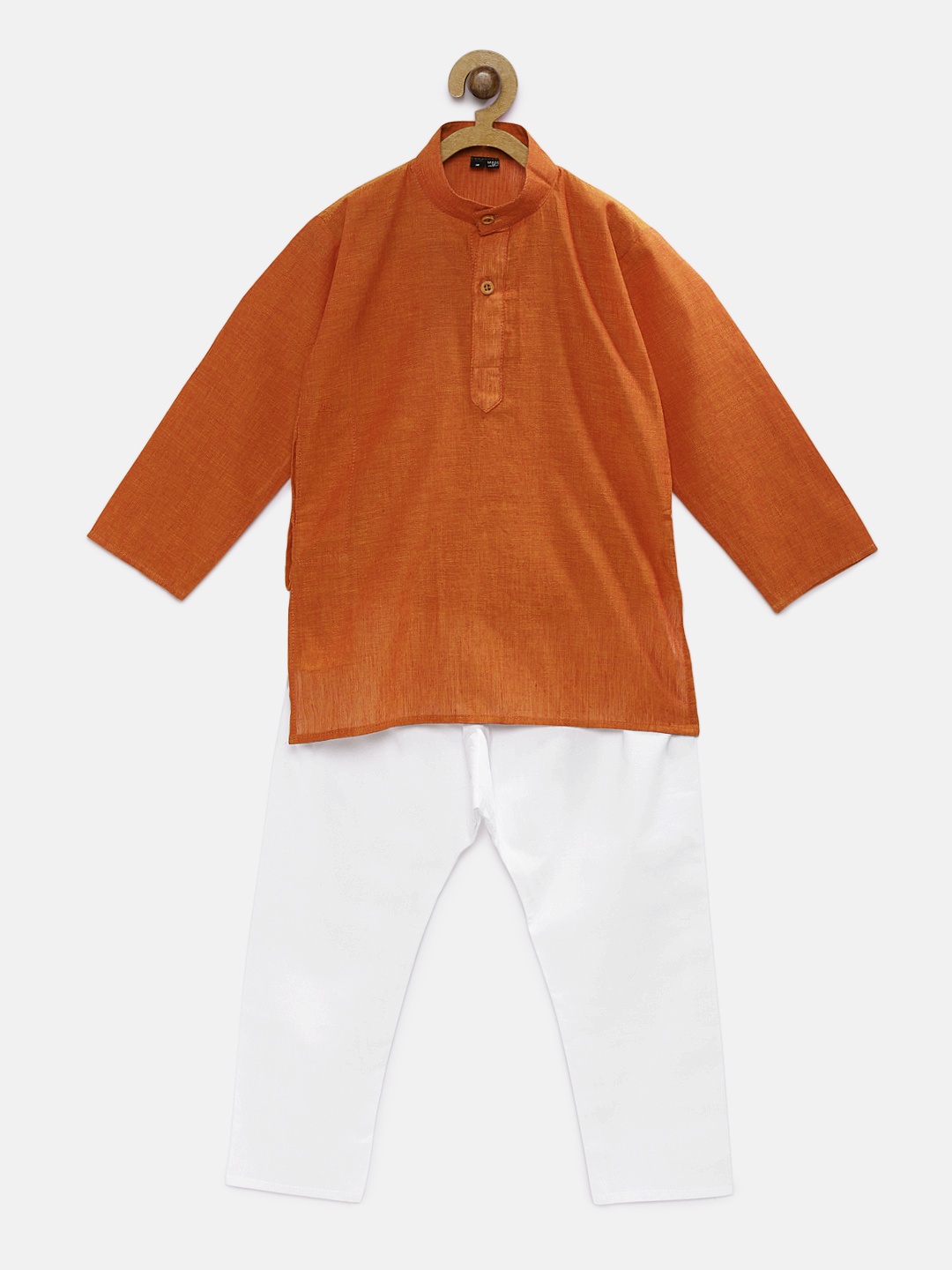 

RIKIDOOS Boys Orange & White Solid Kurta with Pyjamas