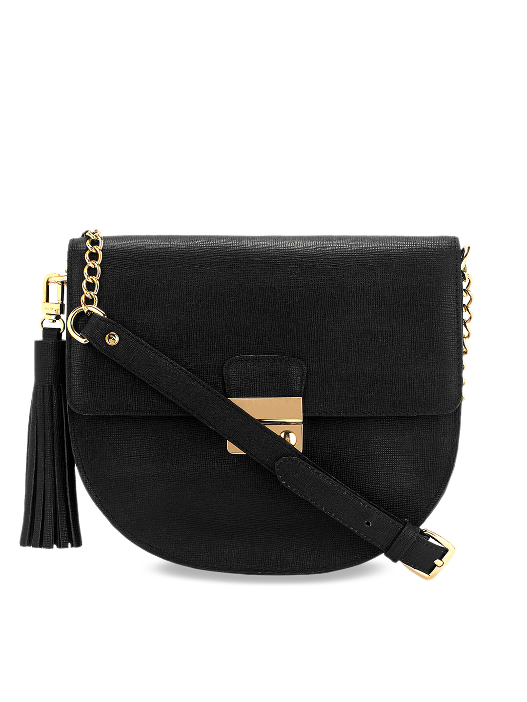 

Eske Black Solid Leather Sling Bag