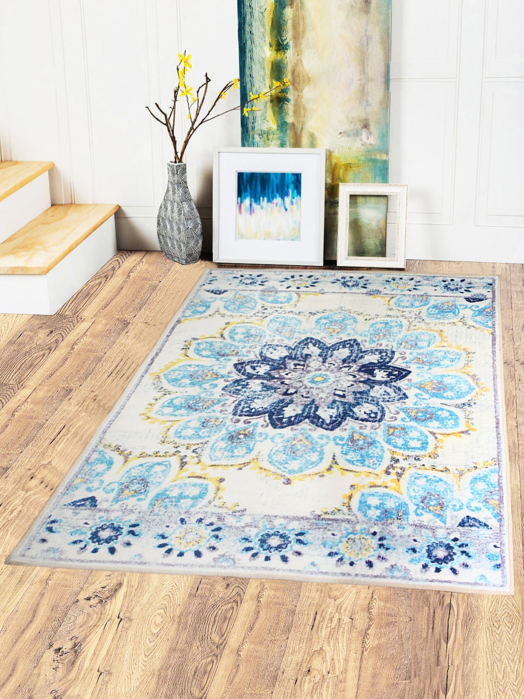 

Status Multicoloured Printed Polyester Anti-Skid Persian Carpet, Multi