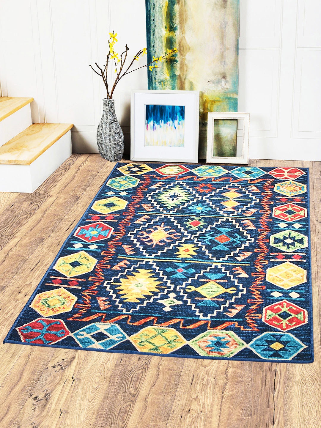 

Status Multicoloured Printed Polyester Anti-Skid Persian Carpet, Multi