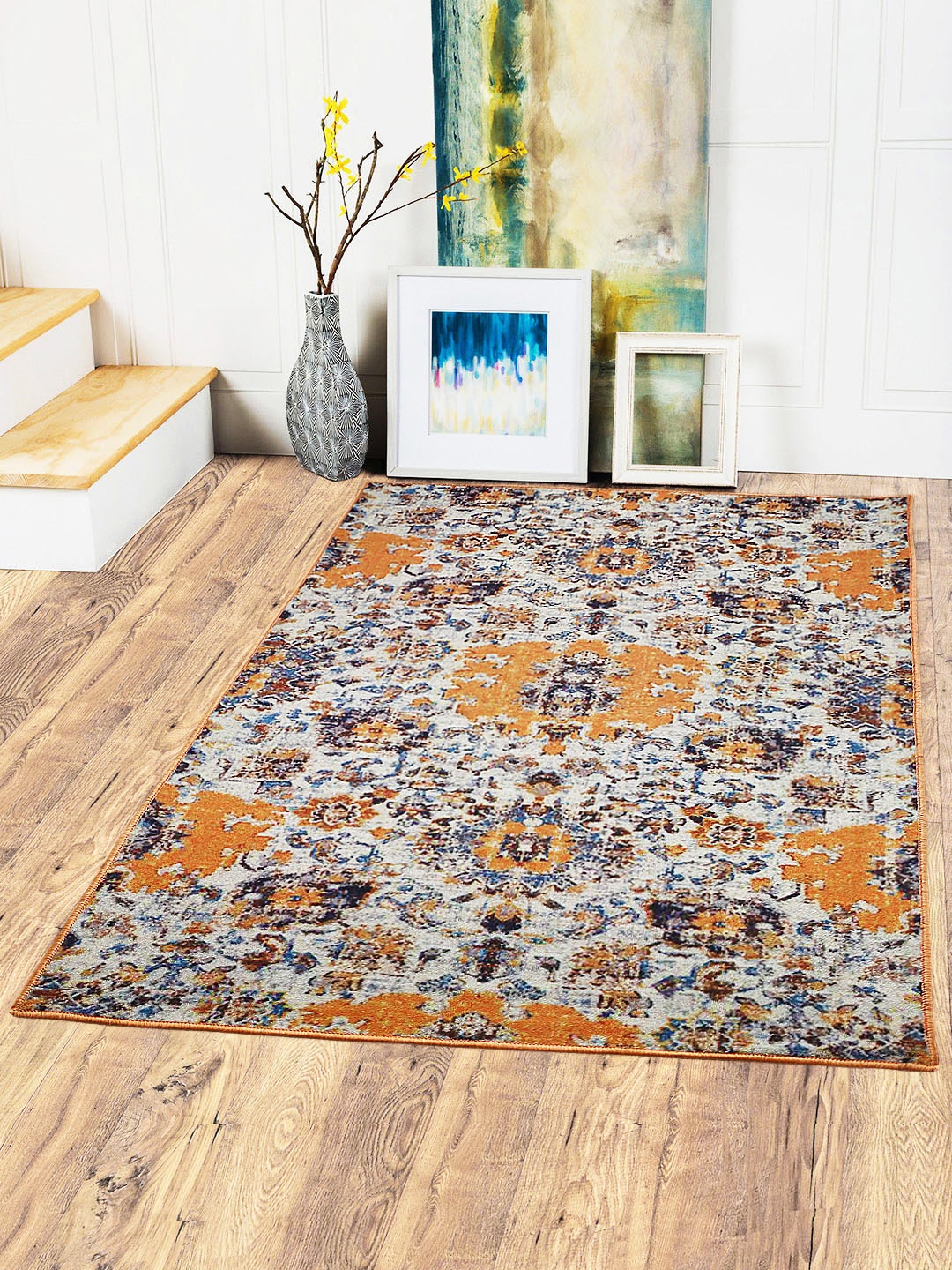 

Status Multicoloured Printed Polyester Anti-Skid Vintage Persian Carpet, Multi