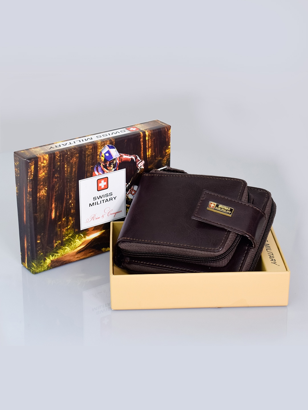 

SWISS MILITARY Men Brown Solid Zip Around Wallet