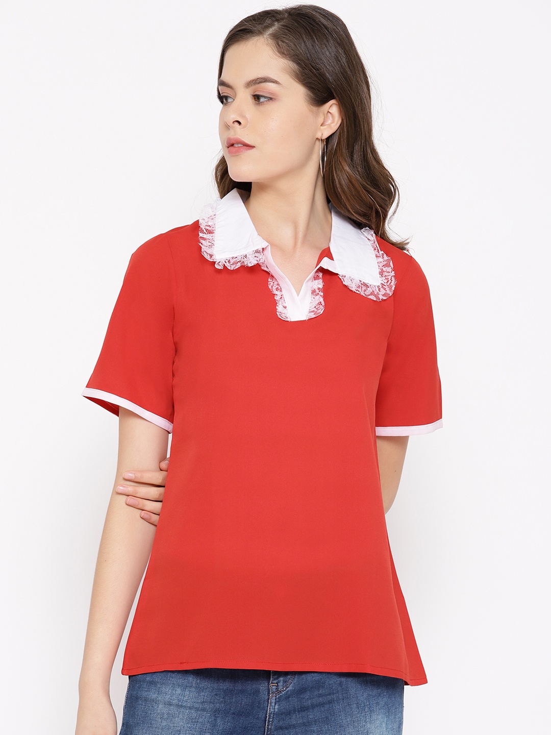 

Karmic Vision Women Red Solid Top