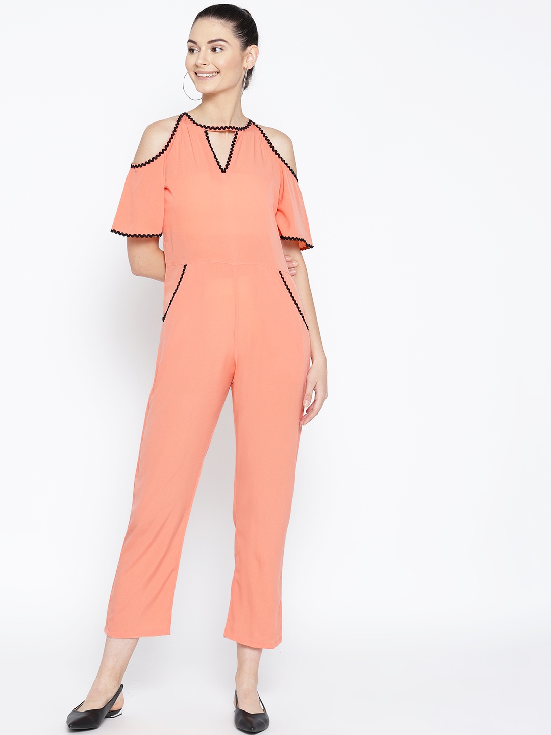

Karmic Vision Women Peach-Coloured Solid Basic Jumpsuit