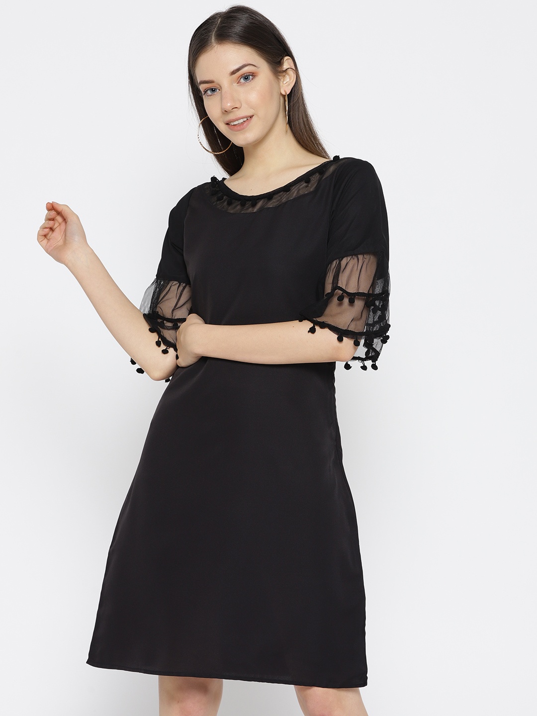 

Karmic Vision Women Black Solid A-Line Dress