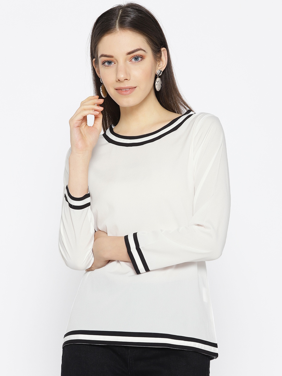 

Karmic Vision Women White Solid Top