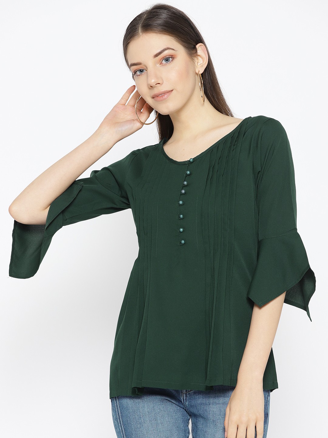 

Karmic Vision Women Green Solid Top