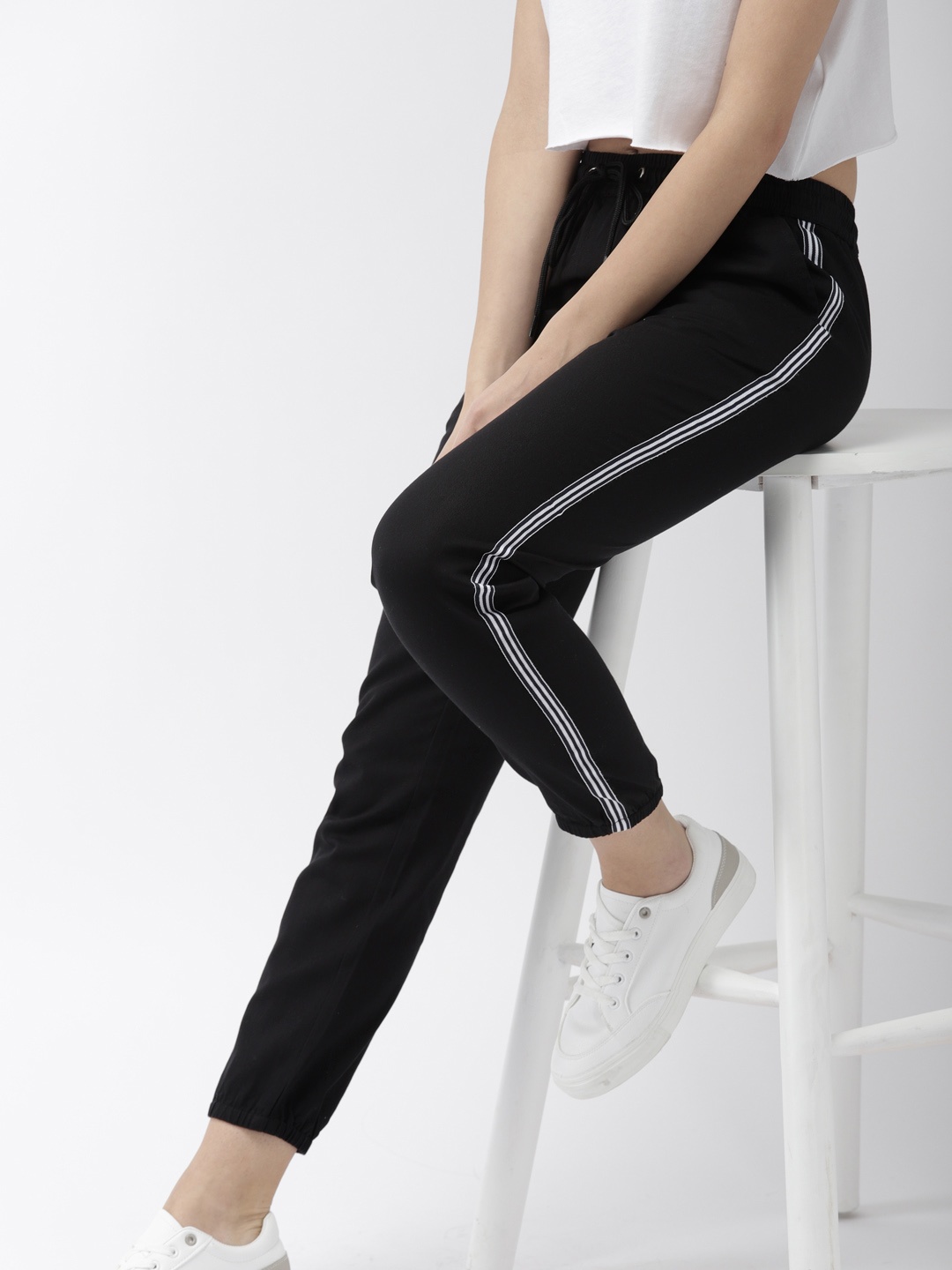 

Mast & Harbour Women Black Regular Fit Solid Joggers