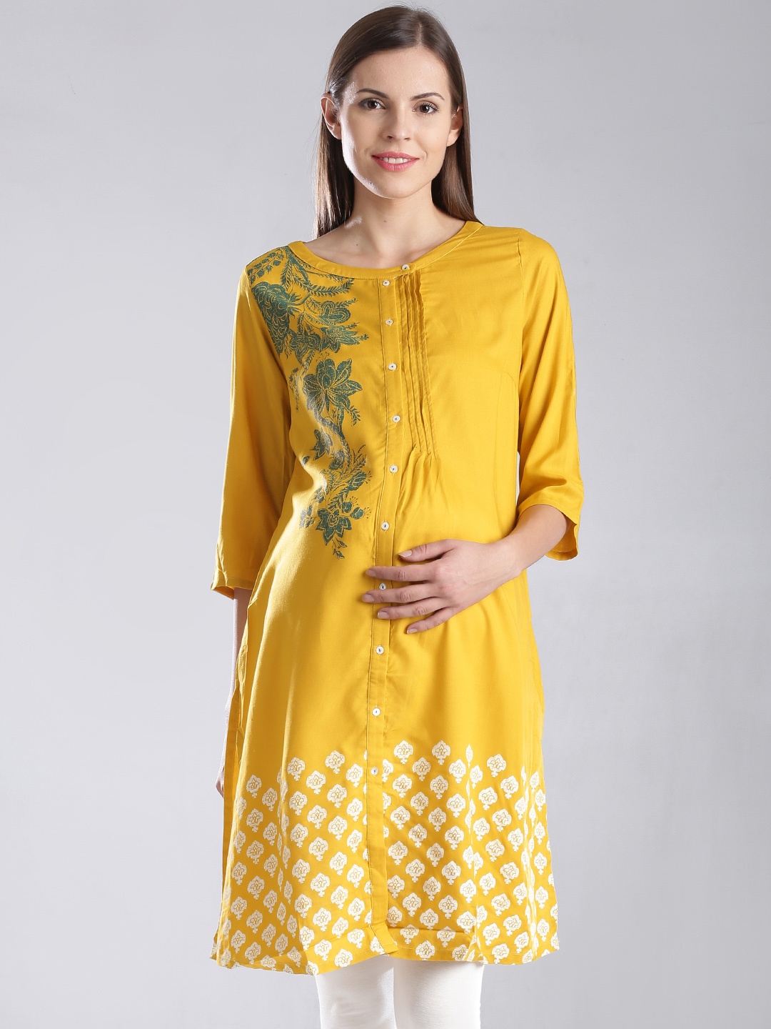 

Mum's Diary by W Mustard Yellow Printed Kurta