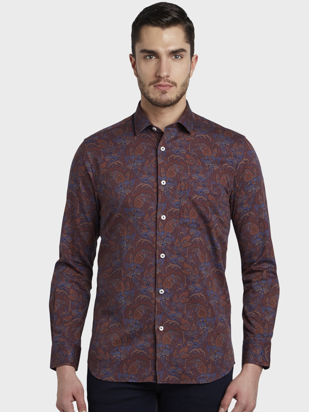 

ColorPlus Men Brown Tailored Fit Printed Casual Shirt