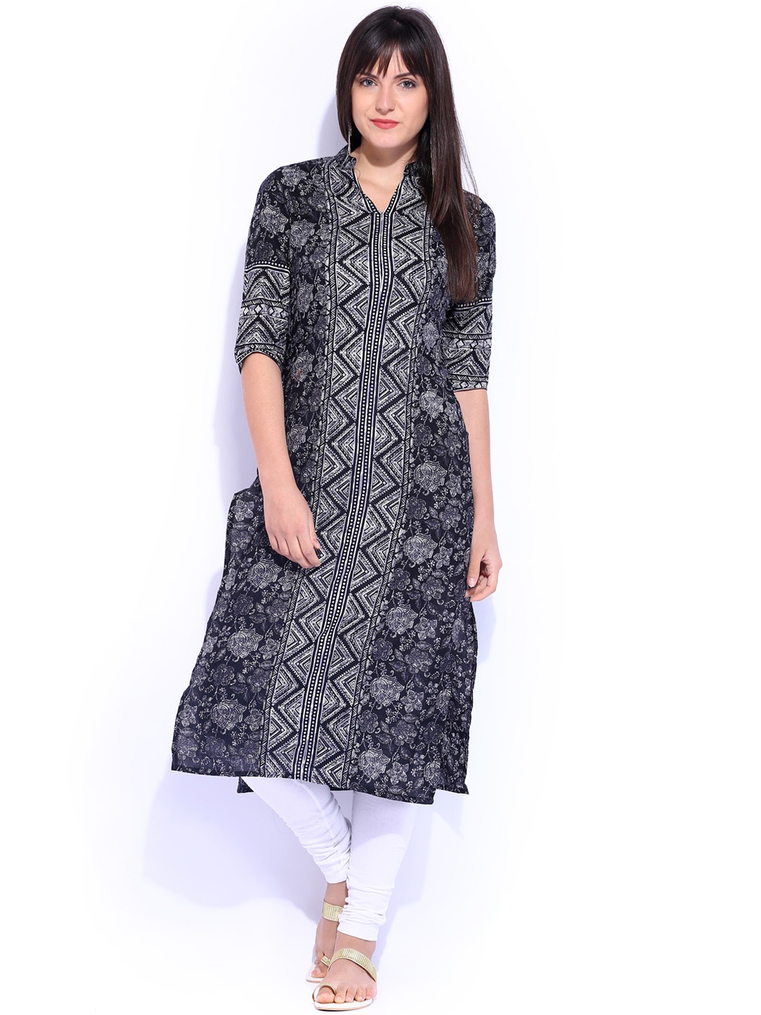

Vishudh Black Printed Kurta