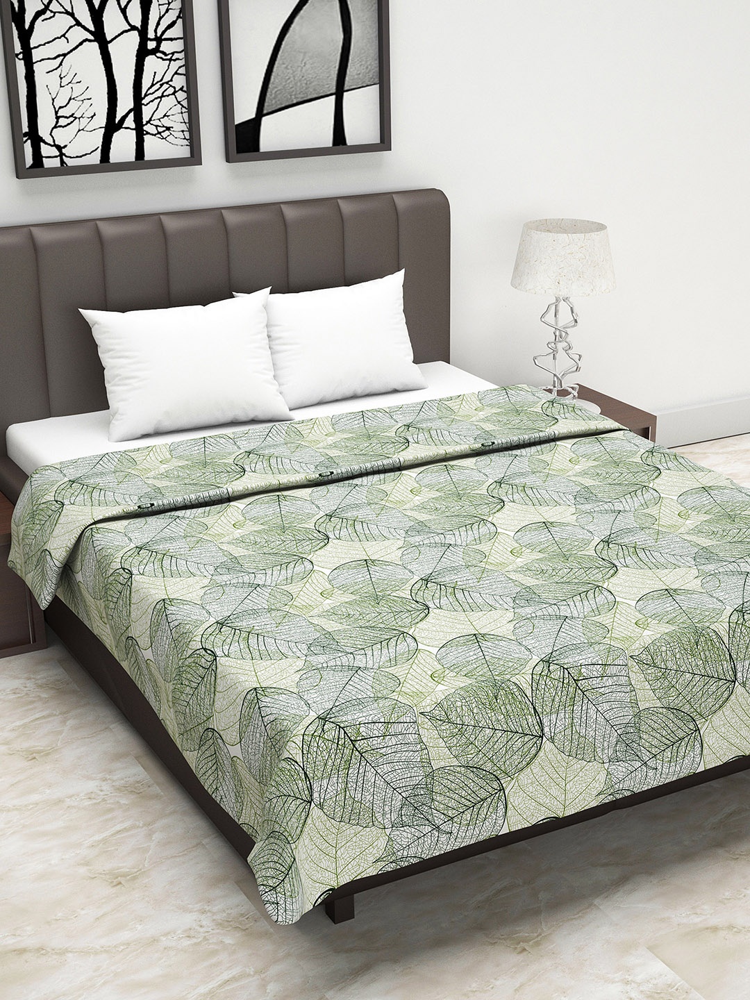 

Divine Casa Green Floral AC Room 110 GSM Double Bed Dohar