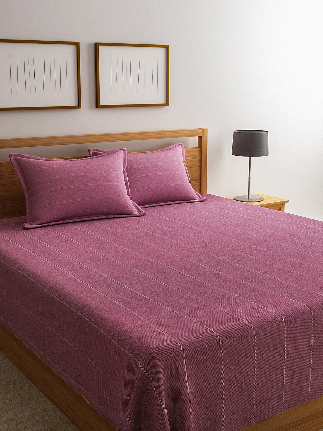 

Saral Home Pink Striped 500 TC Bedsheet with 2 Pillow Covers