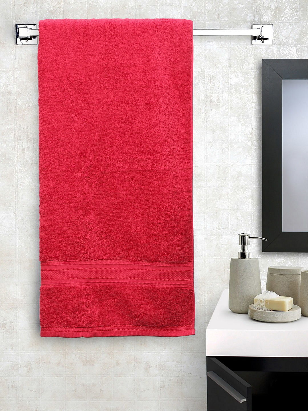 

Trident Unisex Red Solid Cotton Bath Towel