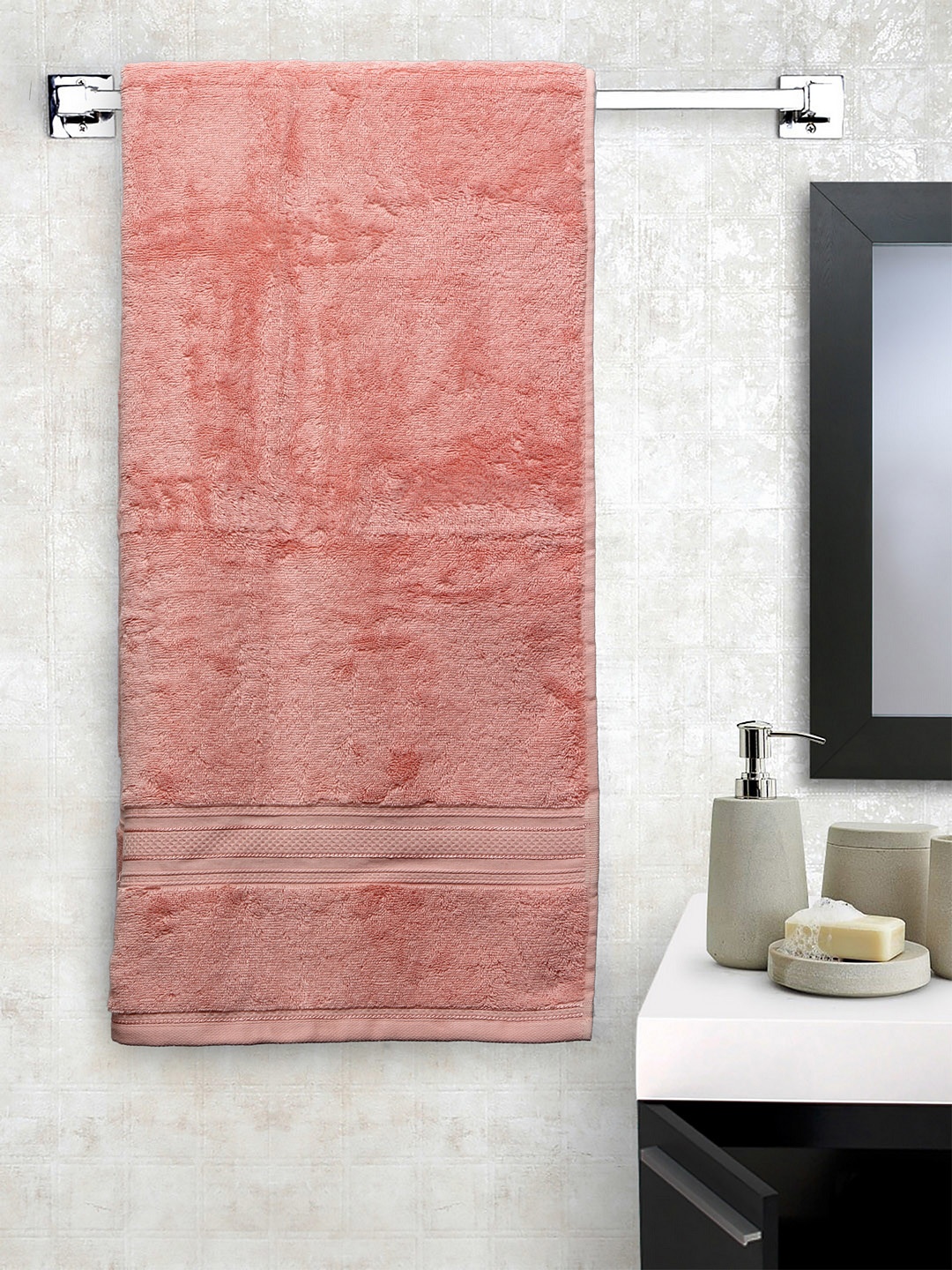 

Trident Unisex Pink Solid Cotton Bath Towel