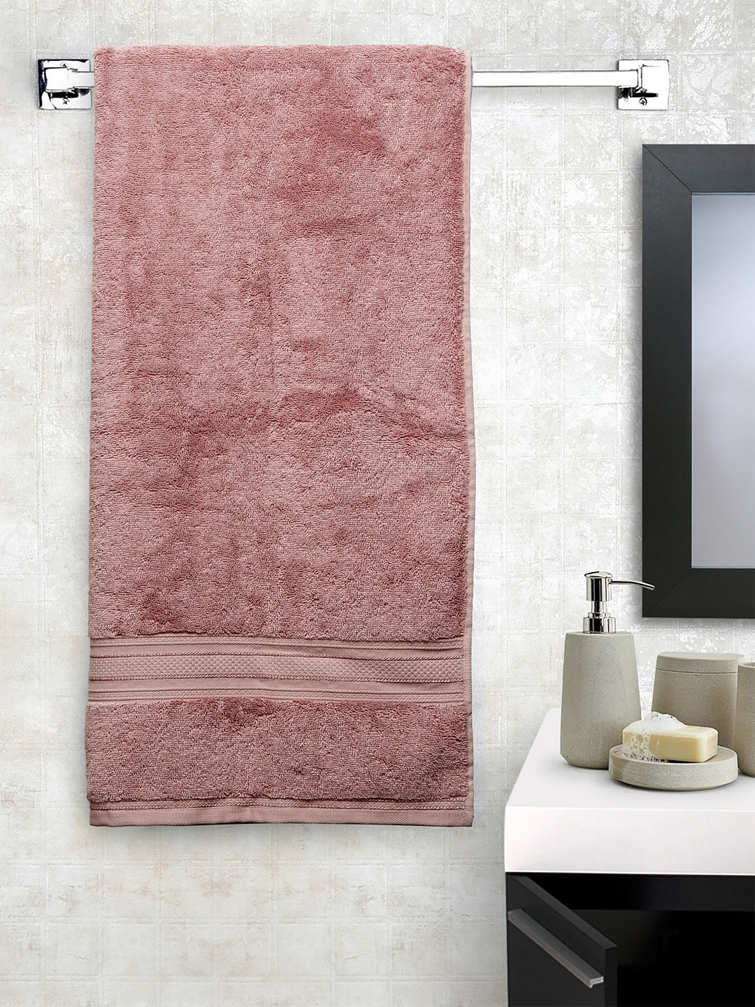 

Trident Unisex Pink Solid Cotton Bath Towel