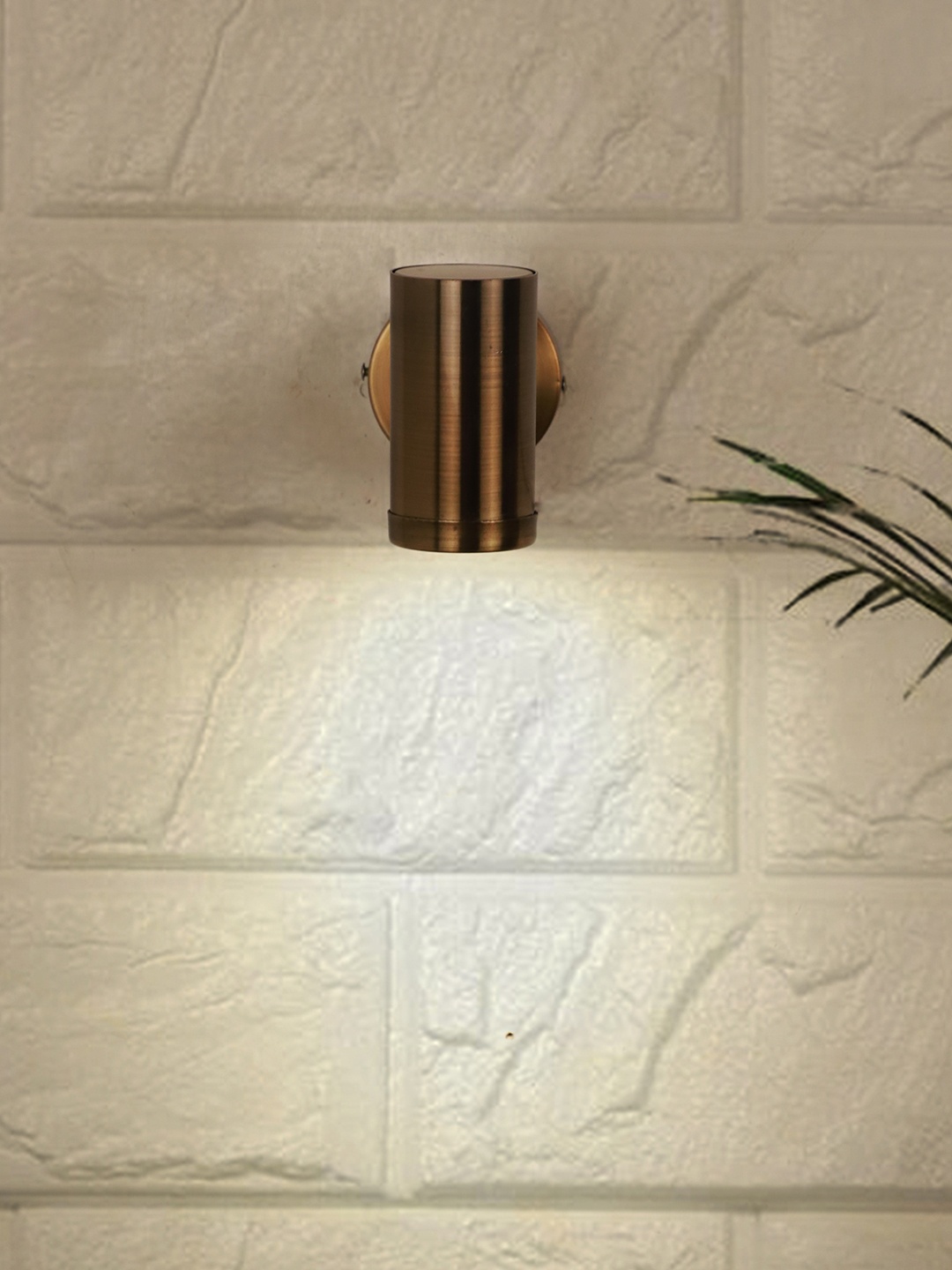 

Fos Lighting Bronze-Toned Brass Finished Bedside Cylindrical Wall Lamp, Gold