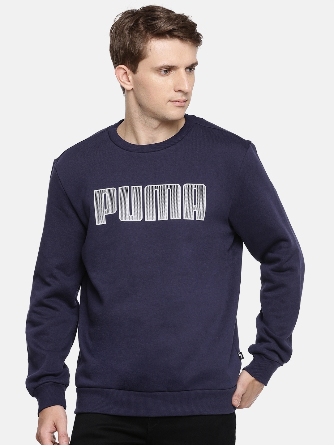 

Puma Men Navy Blue Printed Regular Fit KA Crew F Sweatshirt