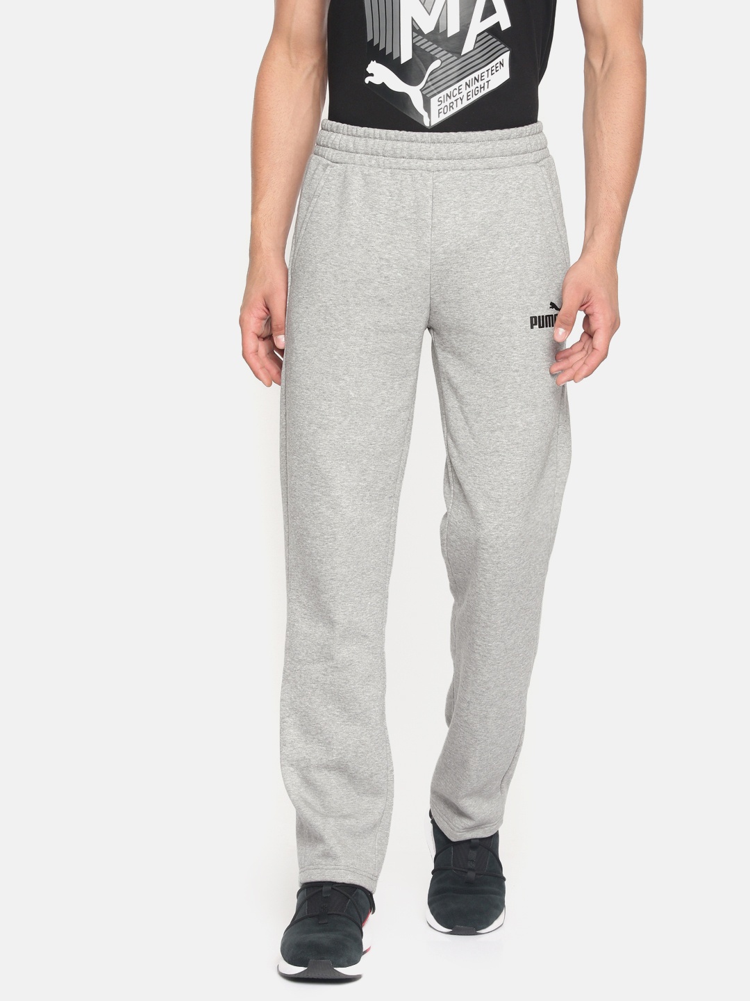 

Puma Men Grey Melange Solid ESS FL op Track Pants