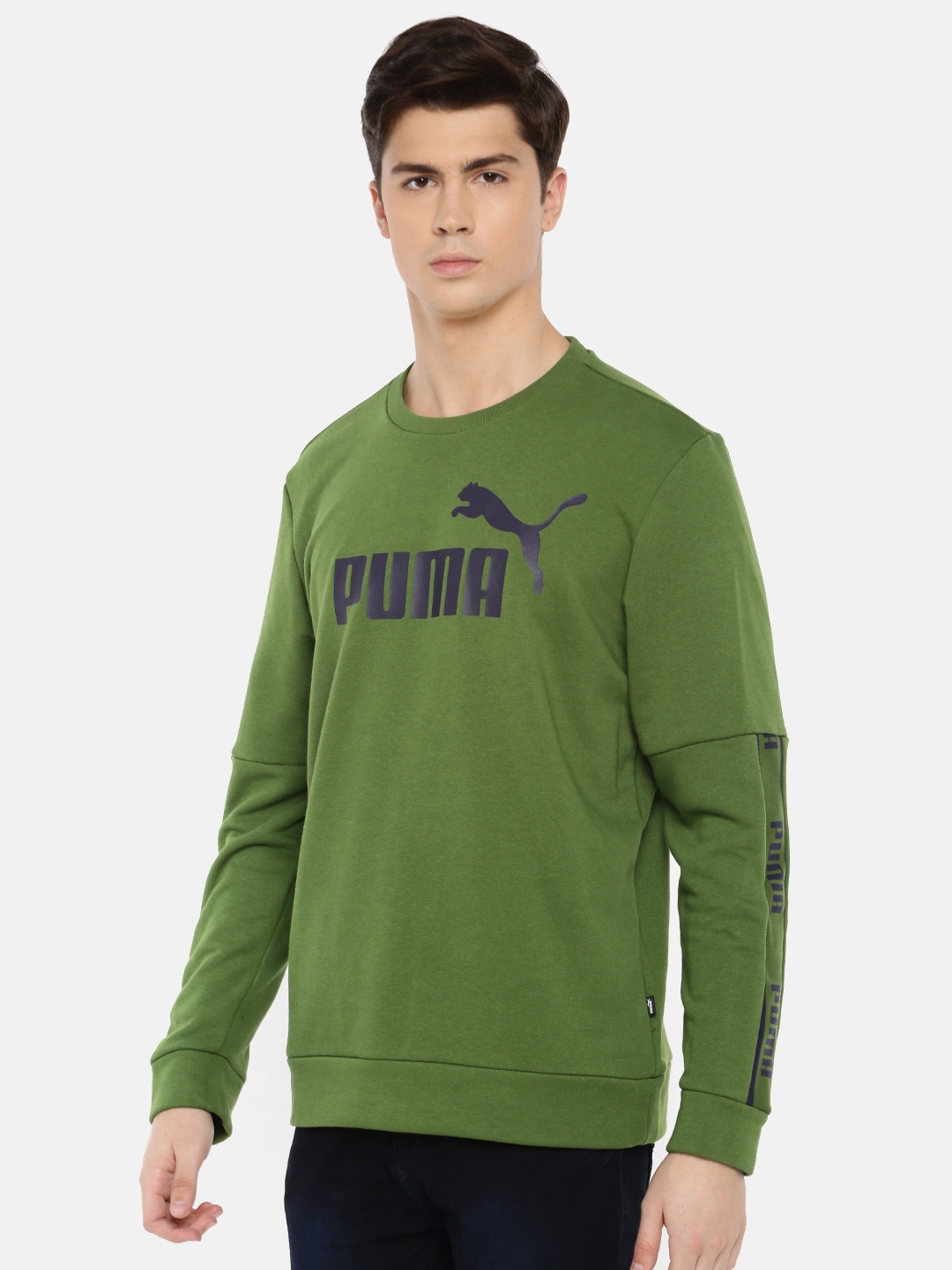 

Puma Men Green Printed Amplified Crew TR Sweatshirt