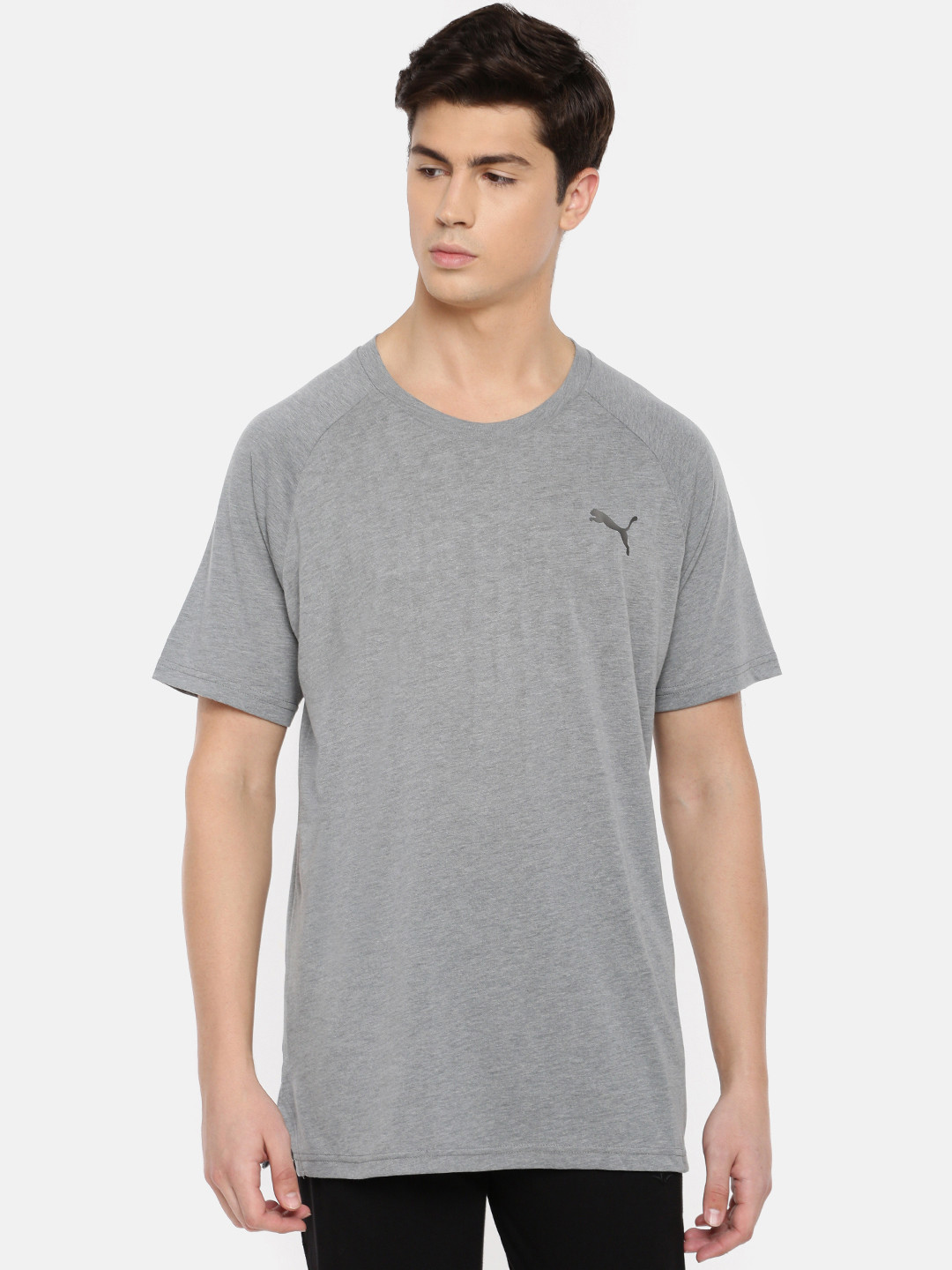 

Puma Men Grey Solid Reactive SS dryCELL Round Neck Running T-shirt
