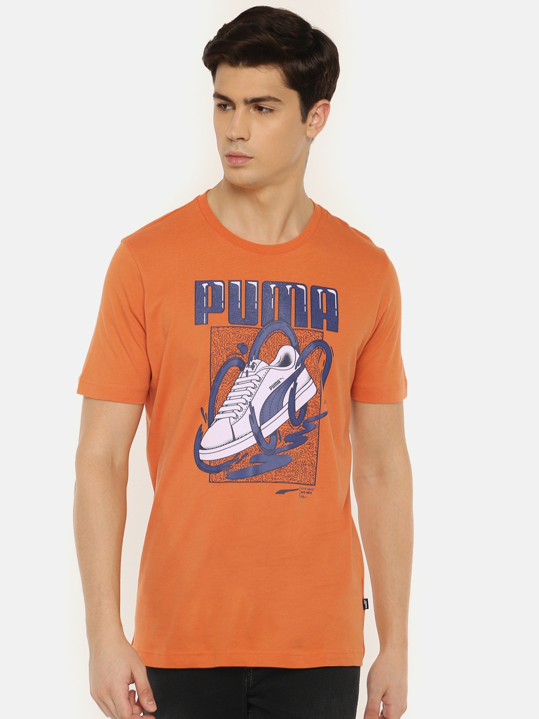 

Puma Men Orange Printed Sneaker Round Neck Jaffa T-shirt