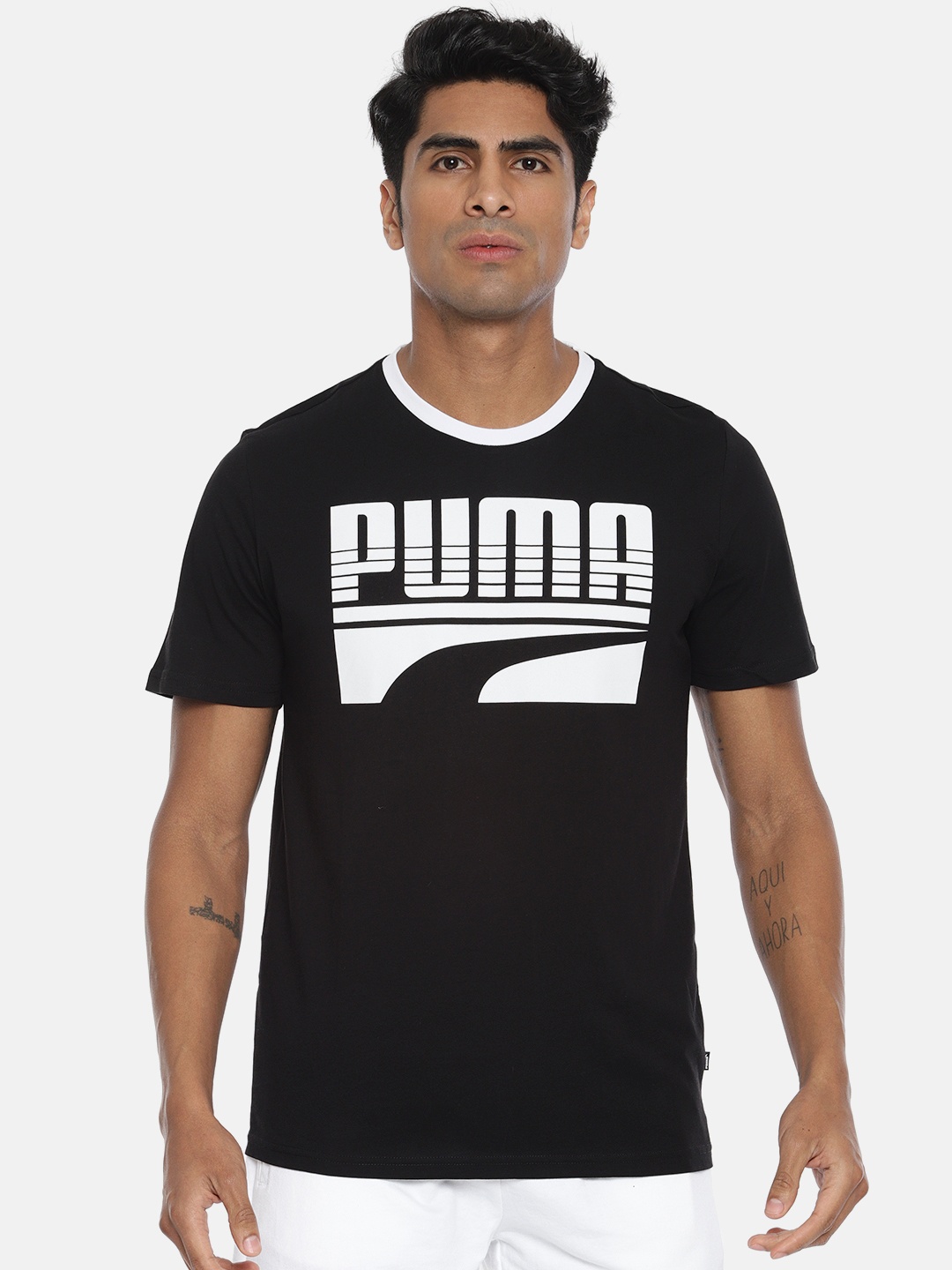 

Puma Men Black Printed REBEL Bold Round Neck Pure Cotton T-shirt