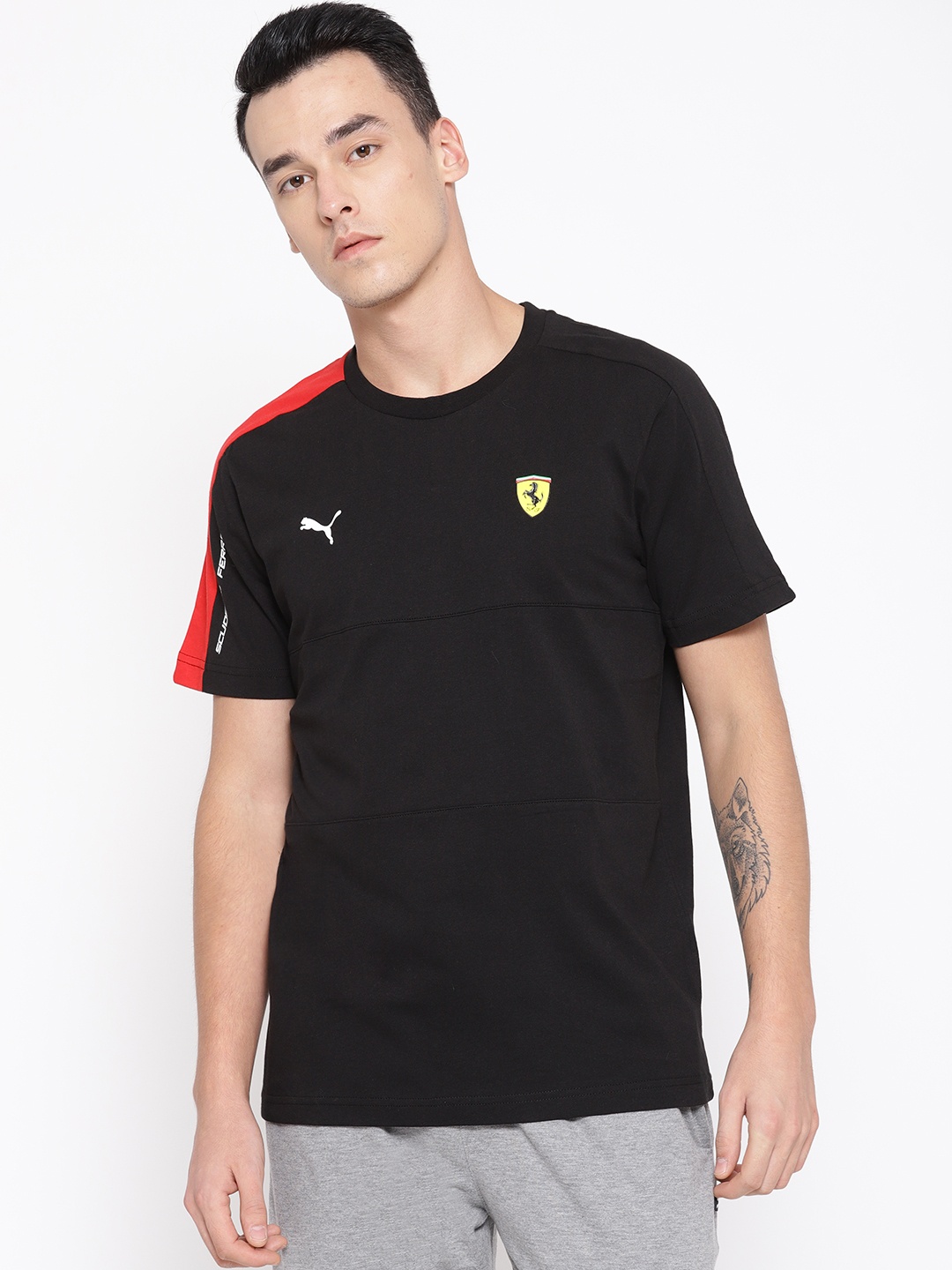 

PUMA Motorsport Men Black Solid SF T7 Round Neck T-shirt