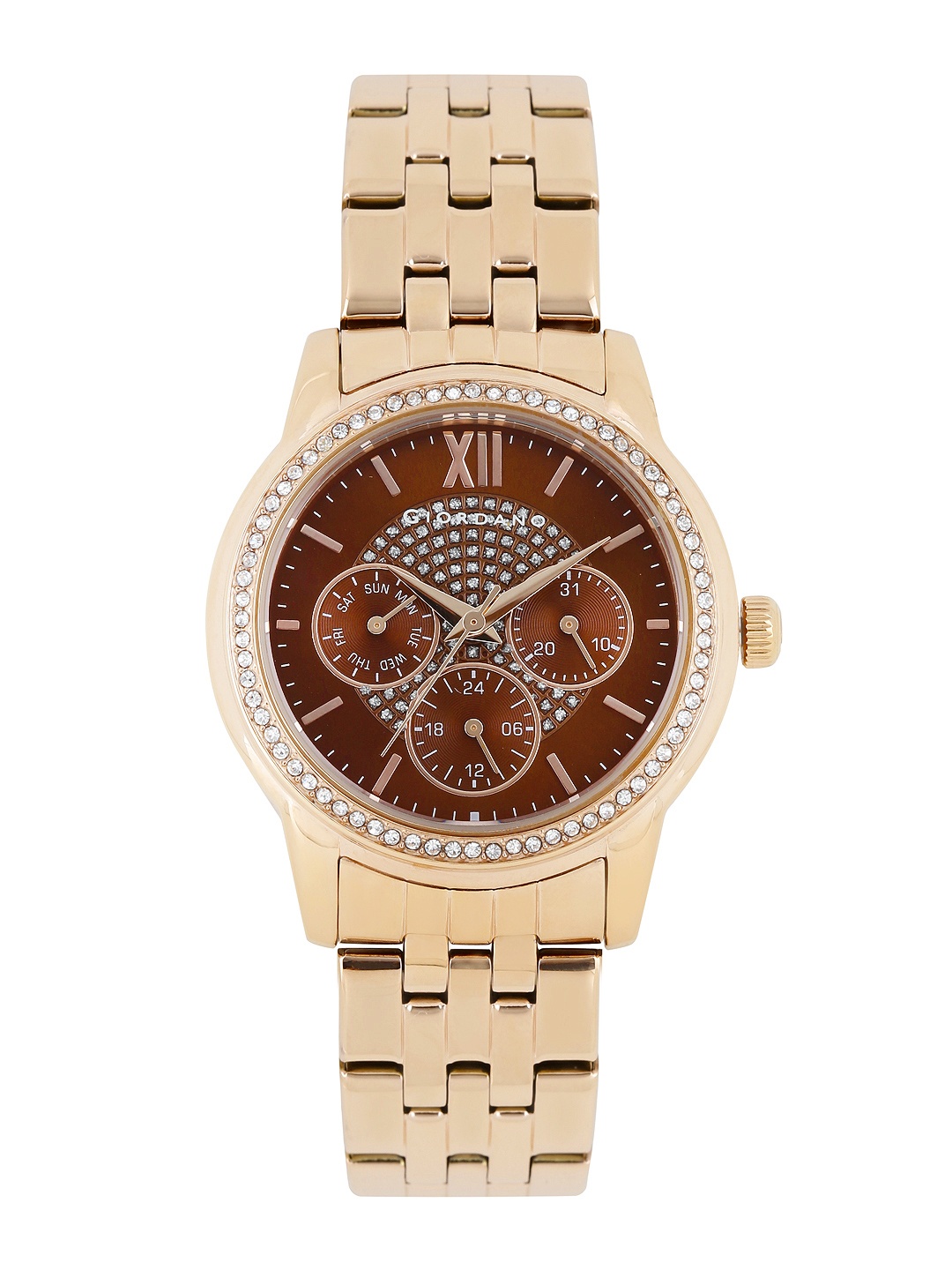 

GIORDANO Women Brown Embellished Dial Watch 2735-33