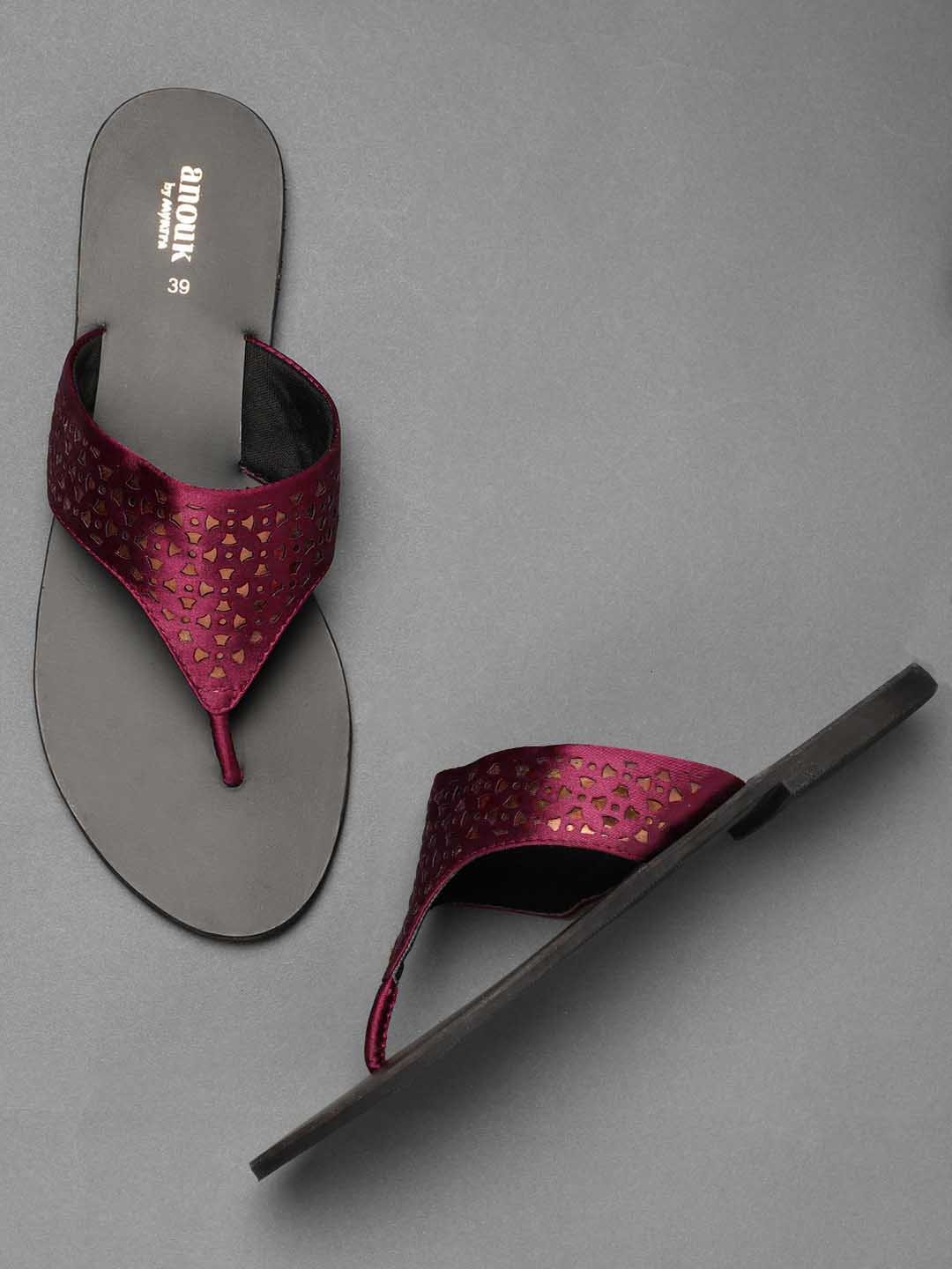 

Anouk Women Maroon Solid Open Toe Flats