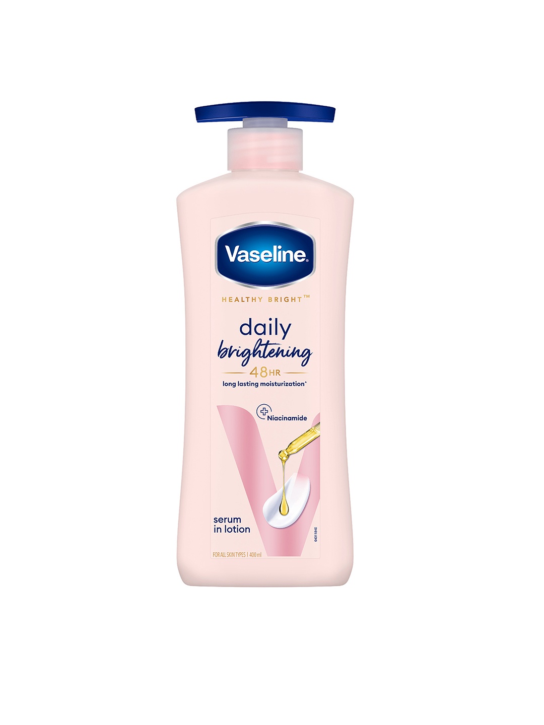 

Vaseline Unisex Healthy Bright Daily Brightening Body Lotion with Mineral Oil 400 ml, Pink