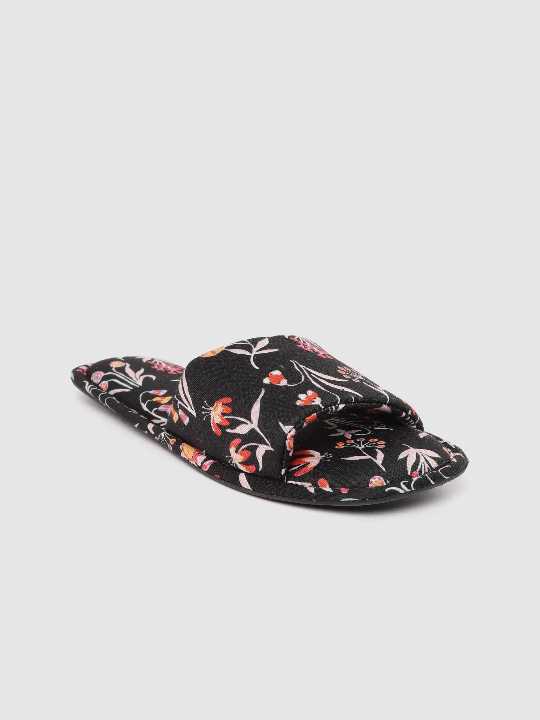 

Marks & Spencer Women Black & Orange Floral Print Room Slippers