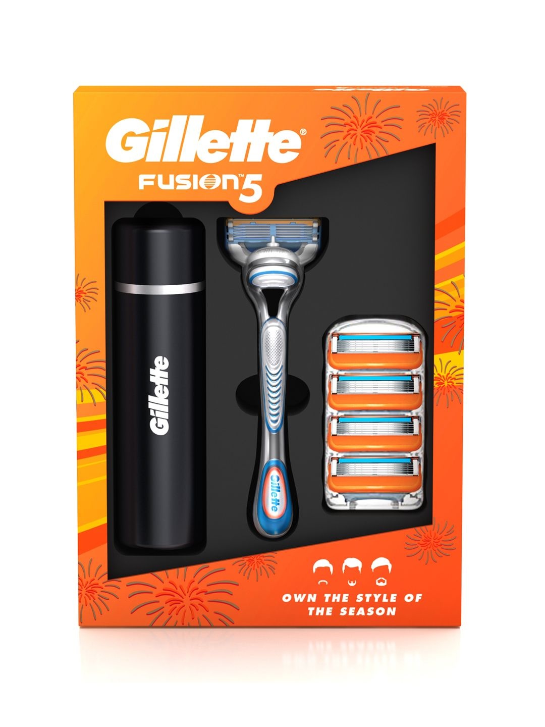 

Gillette Set of Fusion Manual Shaving Razor- 4 Blade Cartridges & Travel Case, Black