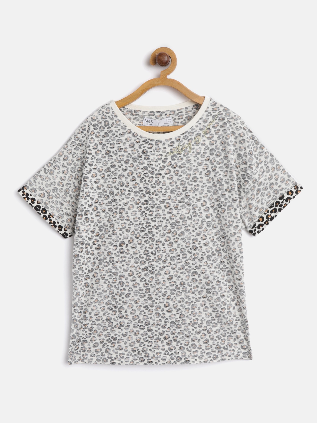 

Marks & Spencer Girls Off-White & Black Leopard Print Round Neck T-shirt
