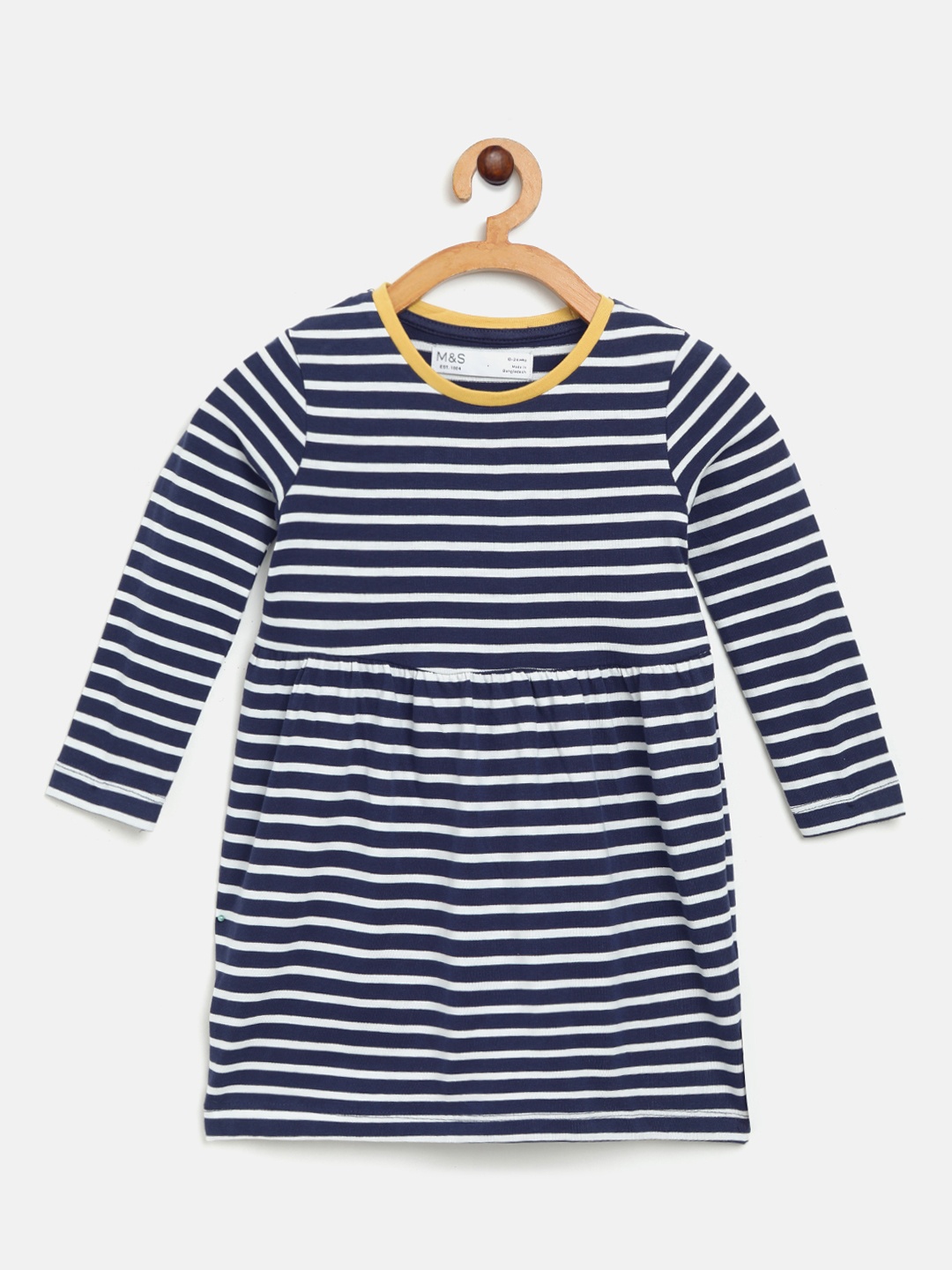 

Marks & Spencer Girls Navy Blue & White Striped A-Line Dress