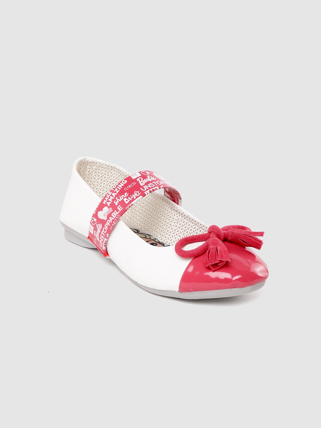 

toothless Girls White & Pink Barbie Colourblocked Mary Janes