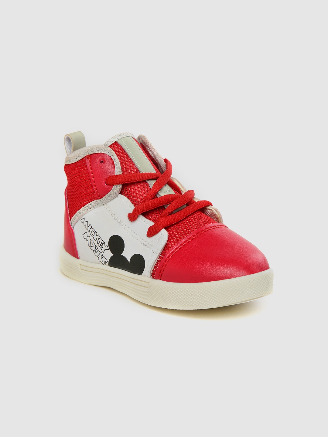 

toothless Boys Red & White Colourblocked & Printed Mid-Top Sneakers