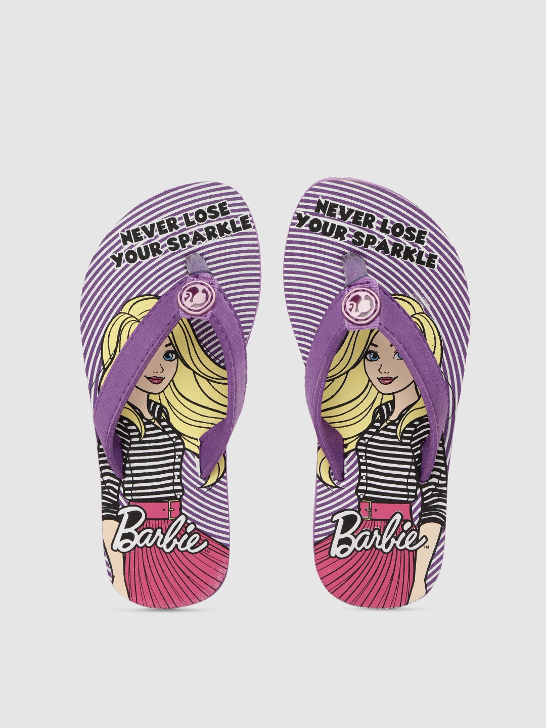 

toothless Girls Purple & White Printed Barbie Thong Flip-Flops