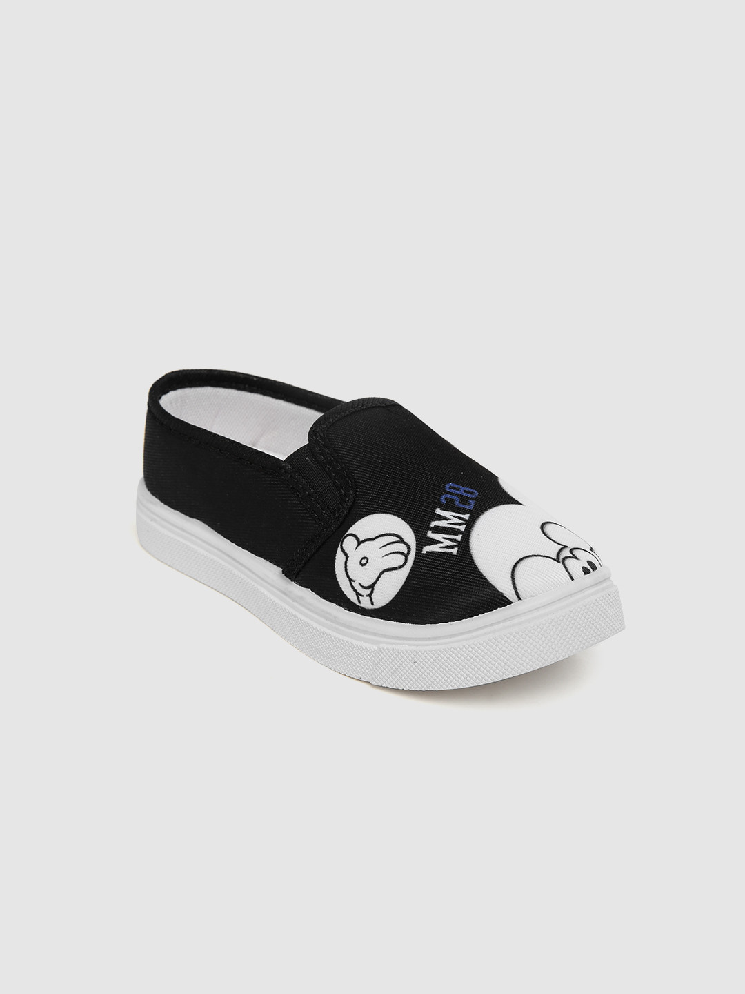 

toothless Boys Black & White Mickey Printed Slip-On Sneakers
