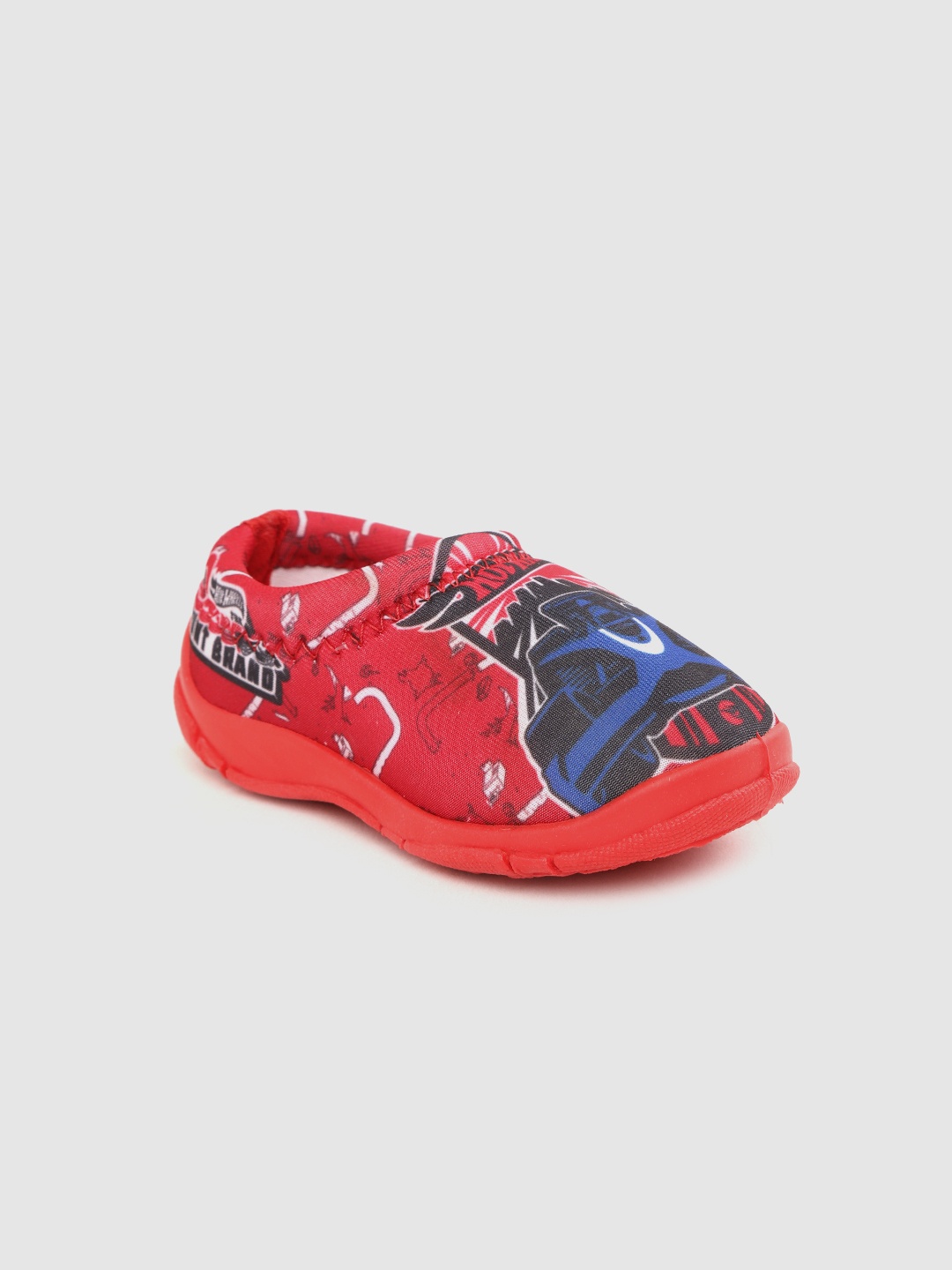 

toothless Boys Hot Wheels Red & Blue Printed Slip-On Sneakers