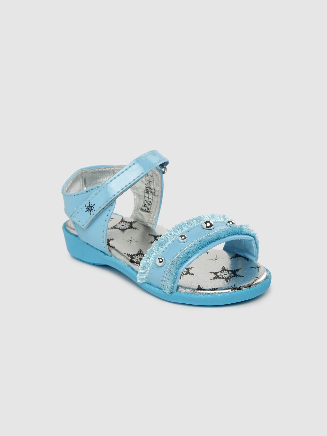 

toothless Girls Blue Studded & Fringed Disney Frozen Open Toe Flats
